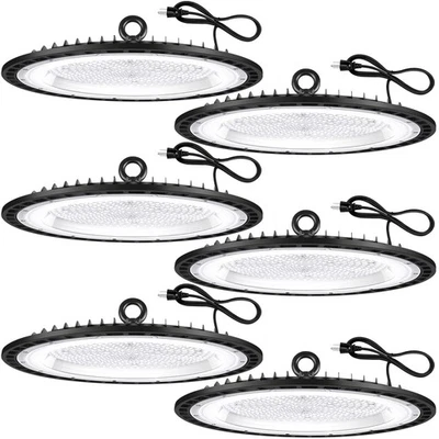 6 Pack 240W UFO Led High Bay Light Fixture,120VAC,40000LM,5000K Daylight Comm... - Image 1 of 4