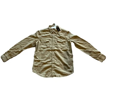 Levi's Shirt Medium Pearl Snap Western Mens Standard Fit Tan NEW - Image 1 of 4