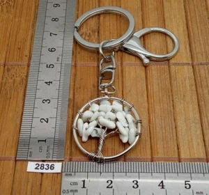 Très beau porte-clés arbre de Vie en HOWLITE naturelle mousqueton et rond - Imagen 1 de 3