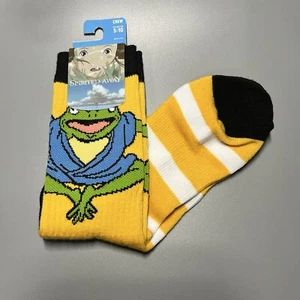 Spirited Away Frog Mens Anime Crew Socks Shoe Size 5-10 Yellow - Picture 1 of 3