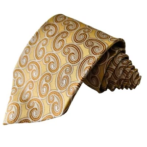 Ermenegildo Zegna XL Silk Necktie Gold Geometric NWT $150 - Picture 1 of 7