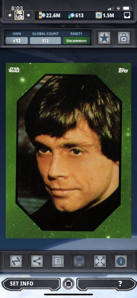 Topps Star Wars Digital Card Trader Green Sticker Art 3 Luke Insert Award - Image 1 of 1