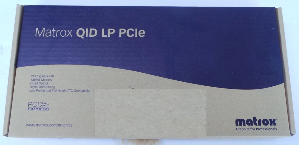 4 head  Matrox QID-E128LPAF PCIE 128 MB Quad Digital Analog Full Low Profile NEW - Image 1 of 4