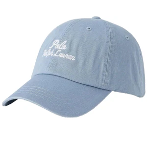 Polo Ralph Lauren Men's Cursive Script Chino Twill Baseball Cap Blue Hat New - Picture 1 of 10