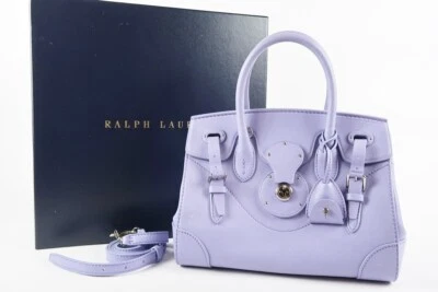 Ralph Lauren 系列 Ricky 软皮革手提包 单肩包 2 路 紫色 二手 — 第 1/4 张图片