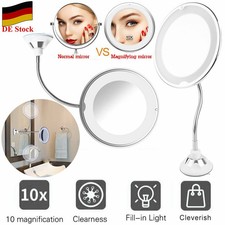 360° flexibel Spiegel 10x Vergrößerung beleuchtet Kosmetikspiegel Schminkspiegel