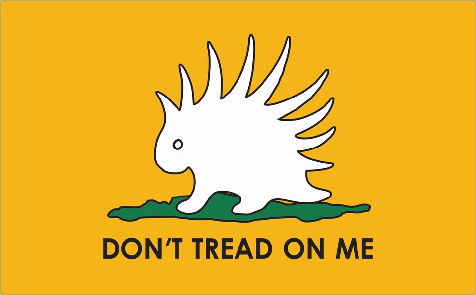 BANDERA PORCUPINE DON'T THREAD ON ME AMARILLA 3' X 5' Foto 1 de 1