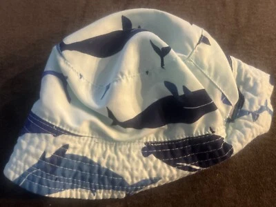 Sombrero de playa ballena azul bebé niño, reversible, correa para la barbilla, 18 meses, piscina de verano Foto 1 de 4