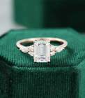 14k Gold 3.00ct Emerald diamond vintage Unique Marquise Cluster ring Lab-Created