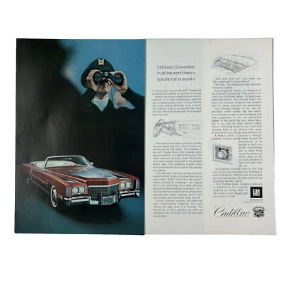 Vintage 1971 Cadillac Eldorado Red Convertible Two Page Lay Out Advertisement Ad - Image 1 of 4