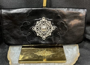 Brighton Clutch Leder schwarz Strass/Kristalldetail nie benutzt neu mit Etikett LESEN - Bild 1 von 7