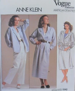 VOGUE Designer ANNE KLEIN 1542 Womens 12 Jacket Shirt Pants Loose ArTsY Pattern - Imagen 1 de 2