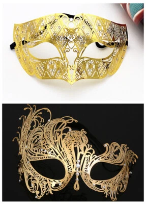 SN-A1-1  Men Women Masquerade Eye-Mask Venetian Costume Party Accessories Gold - Image 1 of 4