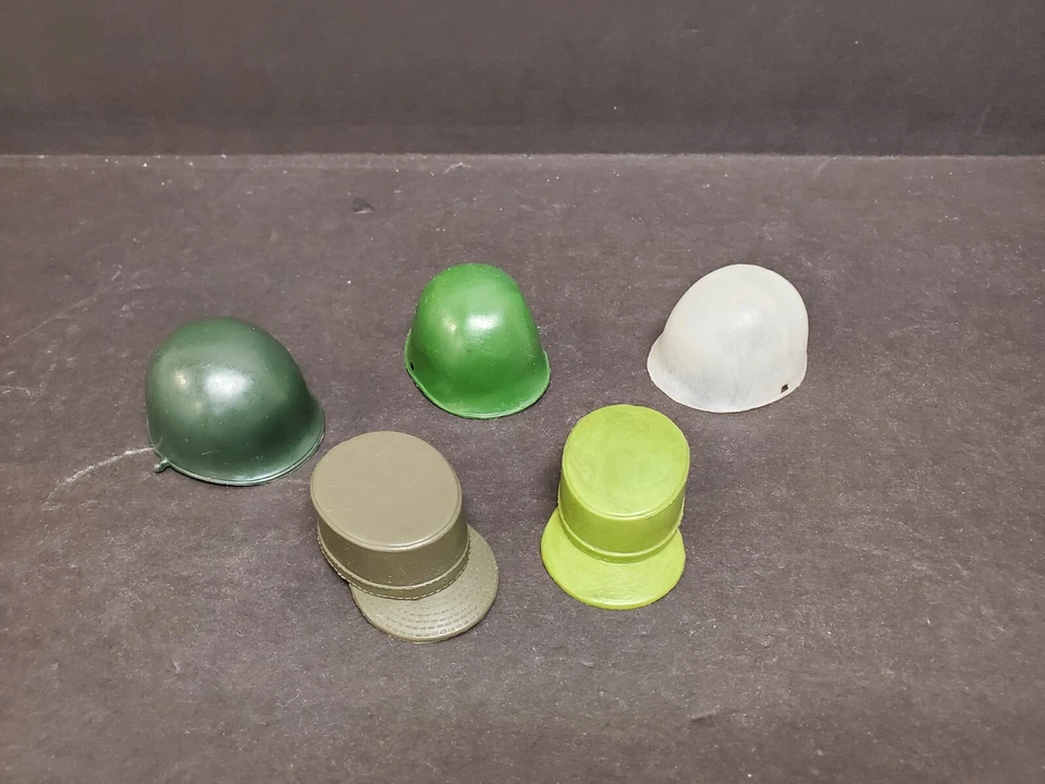 1960s GI Joe Action Man 3 Helmets & 2 Fatigue Caps LOT Vintage Hasbro ARAH  - Image 1 of 4