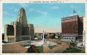 Buffalo NY Niagara Square, Old Vintage Linen Card - Picture 1 of 2