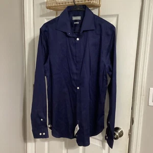 Michael Kors Herren Hemd mit Knopfleiste Kragen Navy 15 1/2 34 - 35 Slim Fit Neu - Bild 1 von 1