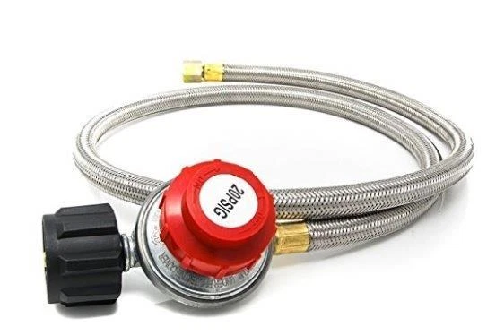 5 FT High Pressure LPG Propane Hose Regulator 20 PSI Adjustable Stainless Steel