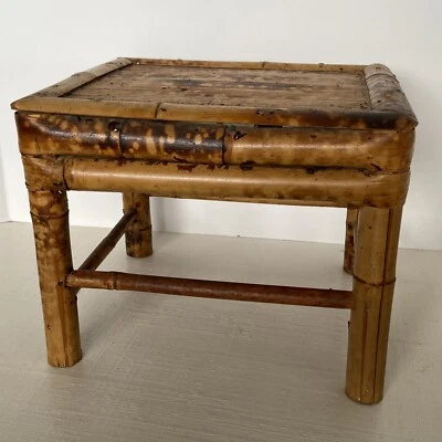 "Taburete de exhibición rectagular con soporte para plantas de bambú quemado MCM de colección 9x11"" tortuga" Foto 1 de 4