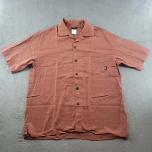 KAVU Button Down Shirt Mens Medium Orange Hemp Camp Button Up - Picture 1 of 8