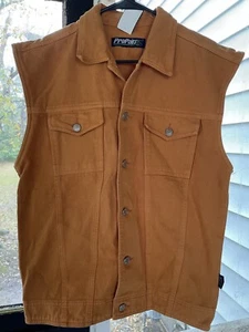 PROPAIN COMPETIVE EQUIPMENT DENIM VEST IN Fall Orange Logo Front Back Workwear - Picture 1 of 9