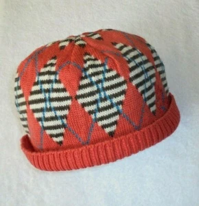 PEPE JEANS CARLOS HAT BONNET EN LAINE BRODERIES LOSANGES COLORIS BRIQUE - Picture 1 of 8