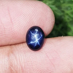 1,90 ct 6 Strahlen Blauer Stern Saphir Oval Cabochon Lab Gezüchtet Lose Edelstein 8x6 mm - Bild 1 von 4
