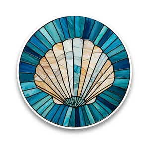 Niedliche Muschel Muscheln Faux Buntglas Fenster undurchsichtig Vinyl Aufkleber Abziehbild - Bild 1 von 1