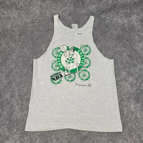Vintage Boston Celtics Tank Top Medium Gray 90s Single Stitch USA Made Cover
