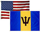 2x3 2'x3' Hurtowe kombi USA Ameryka i Barbados 2 flagi Flaga 
