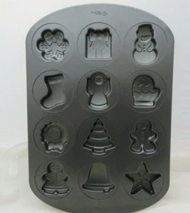 Wilton Weihnachten Plätzchen Blech Backform Formen Formen 12 Hohlraum Schneemann Glocke et - Bild 1 von 4