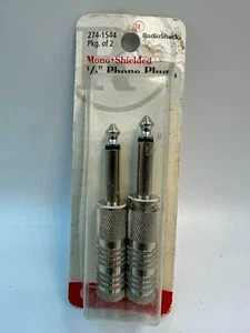 Radio Shack 1/4" Archer Phone Plugs Mono TS Tandy Co 274-1544 NOS Guitar 2 Pack - Picture 1 of 2