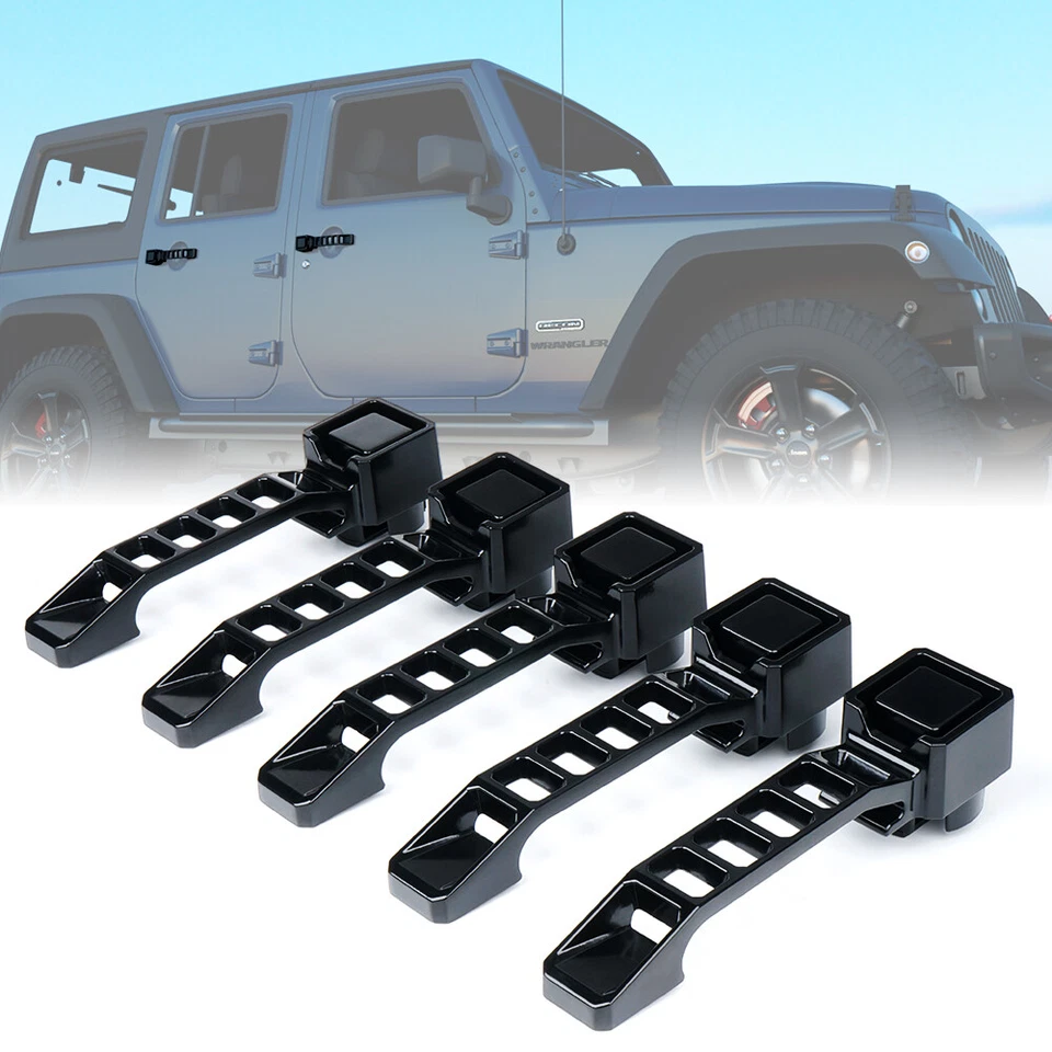 Kit de 5 manijas de puerta exteriores Xprite aluminio negro para Jeep Wrangler JK 07-18 Foto 1 de 4