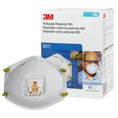 3M 8511 N95 Particulate Respirator Protection Masks Exhalation Valve USA MADE - Image 1 of 4