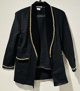 VTG 1990s Contempo Casuals 2 Piece Black & Gold Blazer & Mini Skirt Small - Picture 1 of 7