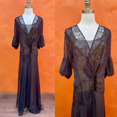 Maxi Vestido Vintage Diseñador Max Azria Años 30 Negro Seda. Fiesta Cóctel Foto 1 de 4