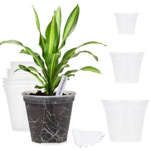Transparent Plastic Planter 4/5 /6 inch Plant Nursery Pots with Drainage Hole... - Picture 1 of 7