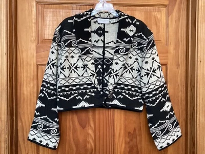 Chaqueta de tapiz recortada en esquina informal de colección talla M suroeste oeste bohemia azteca Foto 1 de 4