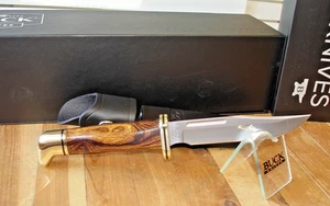 NIB BUCK KNIFE 117 BRAHMA BCCI IRONWOOD BURL HANDLE 420HC BLADE LEATHER SHEATH - Picture 1 of 23