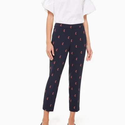 NWT Kate Spade New York Glen Pant Navy Blue Fox Animal Print Adorable Office  - Image 1 of 4