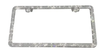 Soporte de marco de matrícula cristalizado de cristales transparentes de 3 filas con tapas Foto 1 de 4