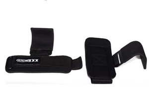 Weight Lifting Hooks Straps Pair, Non-Slip Rubber Grip Black - Picture 1 of 5
