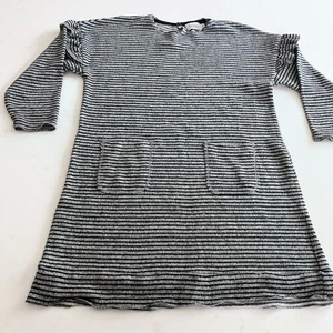 Buho Barcelona girls gray striped jersey dress shoulder ruffles size 4 - Picture 1 of 7