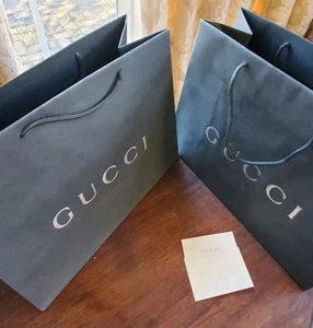 GUCCI Paper Shopping Bag Bundle - Set Of 2 Luxury Bags 11" x 6.75" x 11" - Picture 1 of 9