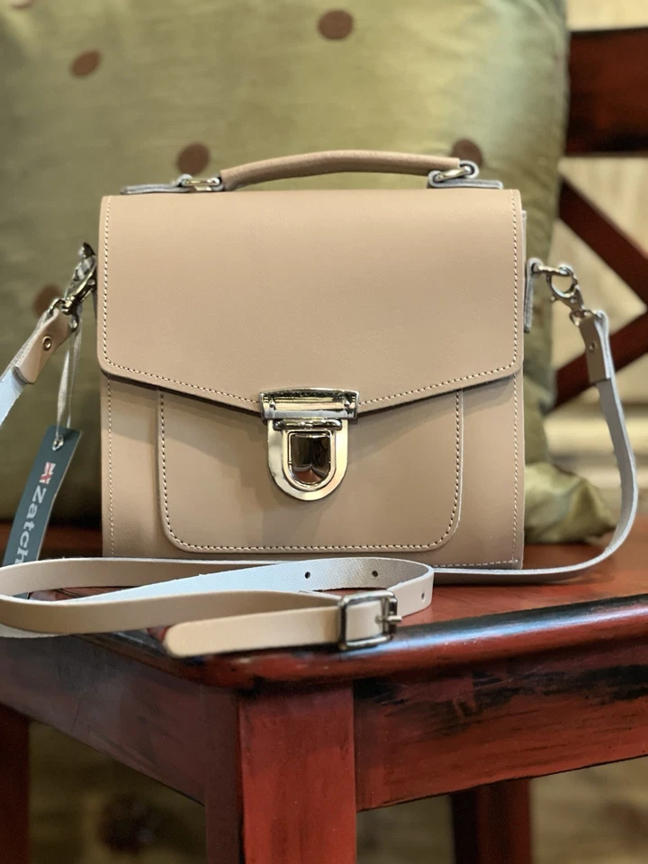 Bolso Bandolera Pequeño de Cuero Zatchels Nuevo con Etiquetas Tostado Claro Foto 1 de 4