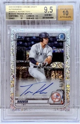 Trevor Hauver 1st Sparkle Auto /71 - 2020 Bowman Draft Chrome BGS 9.5 - Image 1 of 2