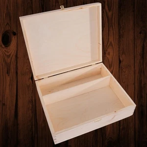 Large Wooden Accessories Decorative Box with 2 Compartments | 36x30x10.8 cm - Picture 1 of 12