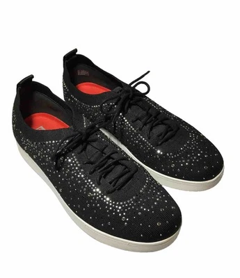 Zapatillas FitFlop negras tejidas/plateadas para mujer 11 EE. UU. plataforma excelente forma Foto 1 de 4