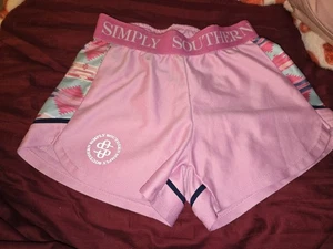 Simply Southern Cheer Shorts Candy Pink Aztec Pattern Youth M #SMR - Picture 1 of 5