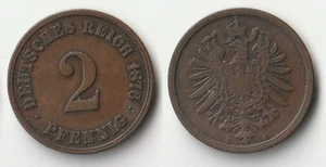1876 A Germany 2 pfennig coin - Picture 1 of 1