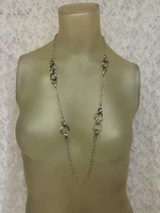 Silver-tone Signed Banana Republic 35" Long Necklace "Circles & Chains" - Picture 1 of 7